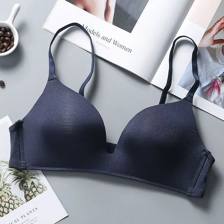Ultra Thin Sexy Ice Silk Wireless Bra For Women Sexy Gather Underwear Push Up Simple Lingerie Seamless Brassiere Bralettle