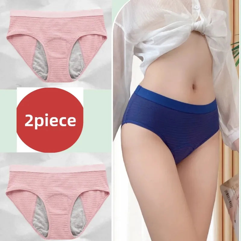 2PCS/set Leak Proof Menstrual Panties Cotton Shorts for Women Waterproof Briefs Intimates Physiological Female UnderwearXS-2XL