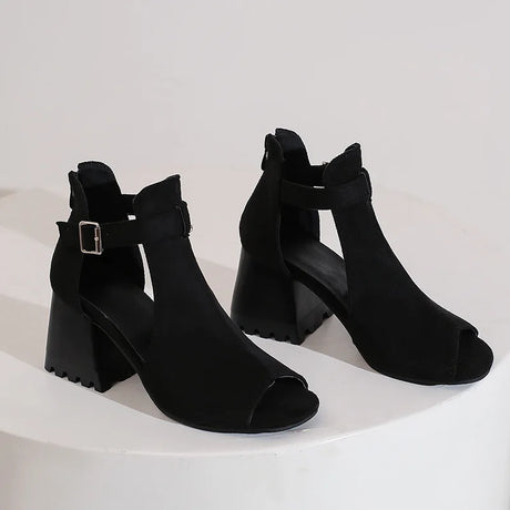 Summer Women's Fashion Peep Toe Thick Heel Sandals High-heeled Shoes for Woman Denim Leopard Print Sandalias de Mujer WSH5343
