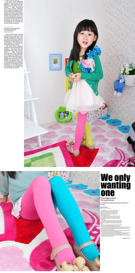 Candy Color Mixed Tights for Girls Baby Stretch Trouser Skinny Pants Women Kids To Tone Dance Pantyhose Courful Fashion Stocking