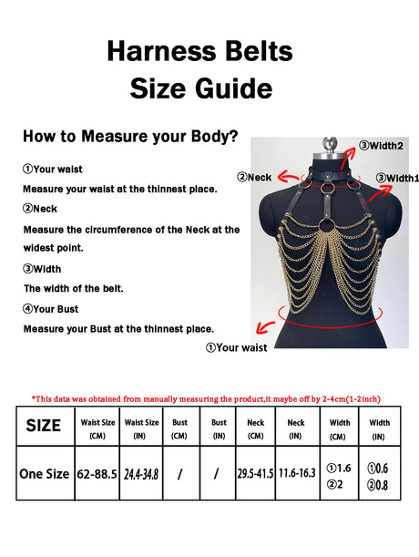 Women Gothic PU Leather Chest Harness Belt with Chain Bra Strap Adjustable Punk Y2K Body Harness Festival Layering Accessory