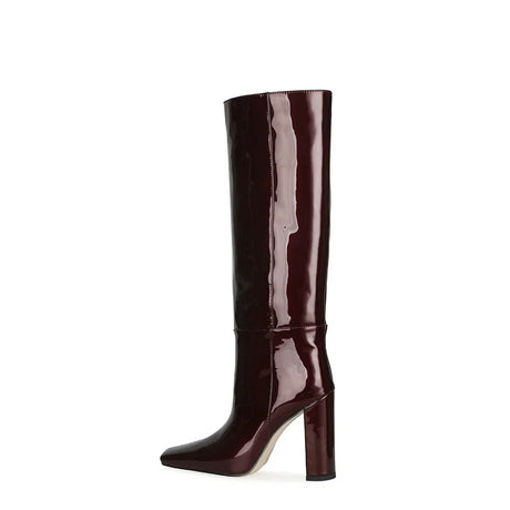 2024 NEW Fashion High Tube Knee High Boots 10cm/6.5cm Thick Heel 21 Colors Women Short Plush Boots Size 45 Winter Leather Shoes