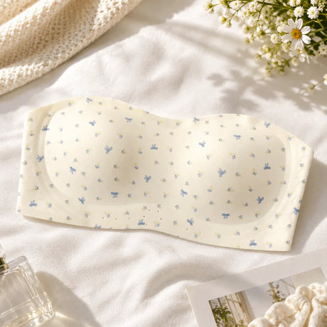 Lingerie Invisible Strapless Tube Bra Puppy Printed Anti-sagging Women's Underwear Wireless Push Up Bra Women