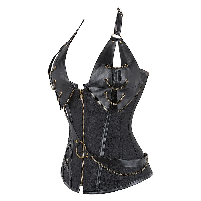 Women Bustiers Corsets Medieval Viking Pirate Costume Gothic Leather Overbust Corselet Steampunk Corset Vest Bustiers