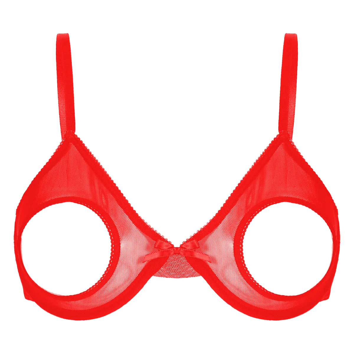 Women's Sheer Mesh Hollow Out Open Nipples Underwired Bra Tops Push Up Unlined Bralette Bra Sexy Brassiere Balconette Underwear