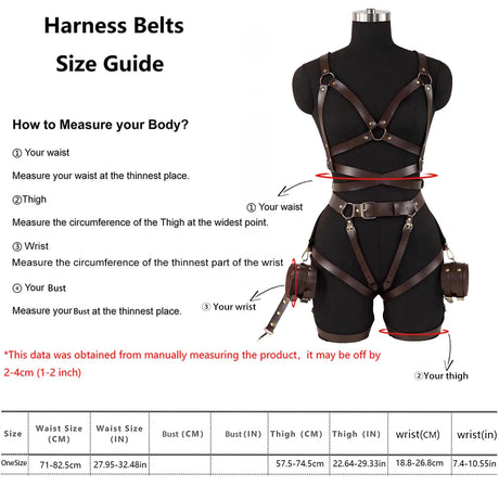 Women Leather Harness Sets Brown Dress Up Accessories for Girlfriend Holiday Rave