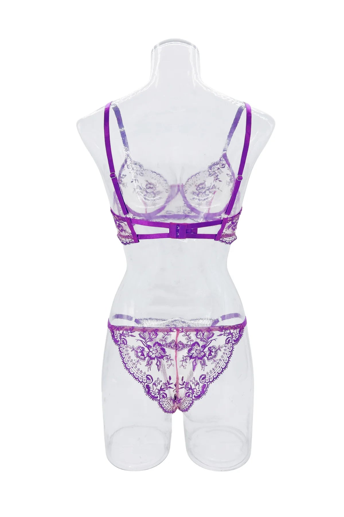 Sexy Custom Thong Name Embroidery Lingerie Set Customized Women Name Thong Sheer Bra + Brief Underwear Set Personalized Gift