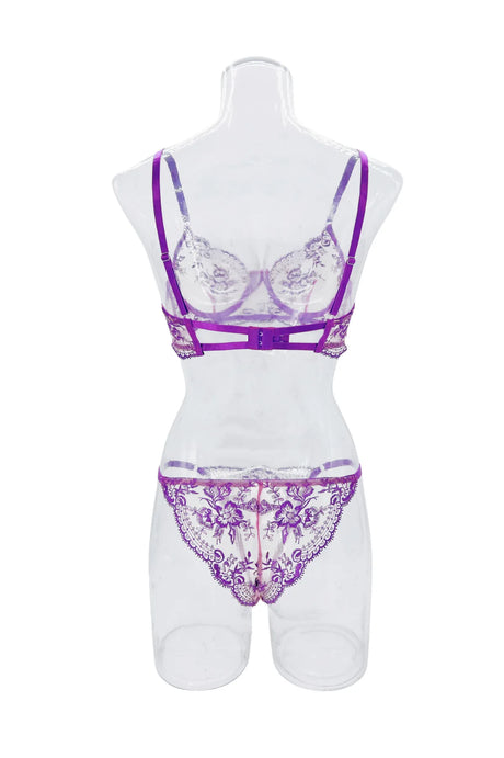 Sexy Custom Thong Name Embroidery Lingerie Set Customized Women Name Thong Sheer Bra + Brief Underwear Set Personalized Gift