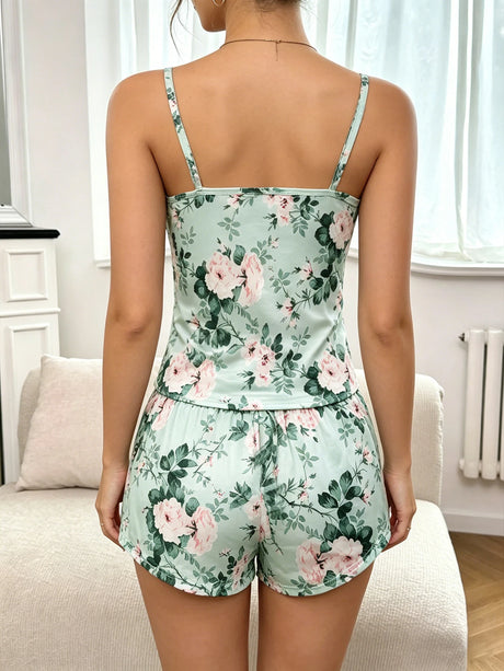 Women's Sleepwear Cute Strawberry Print Pajama Pj Set Summer Short Sleeve Top & Shorts Loungewear Soft Comfortable Home Clothing