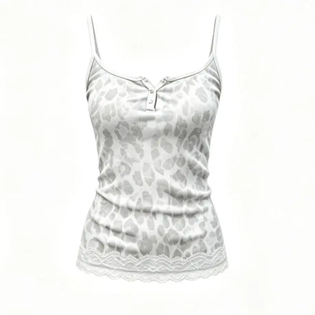 American Leopard Print Slips Bows Patchwork Lace Sexy Slim Crop Camis Top Fashion Women Y2K Outfits Festival Party Halter Vest