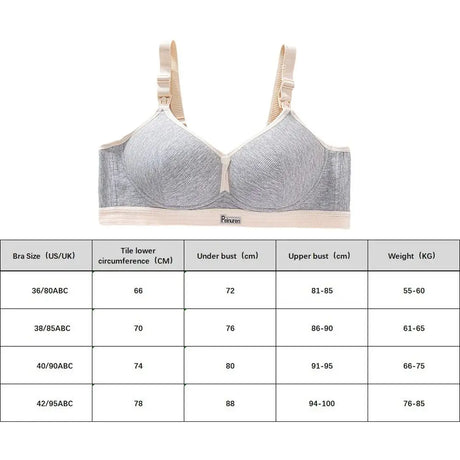 Pure Cotton Double Button Breastfeeding Bra Comfortable Breathable With Thin Gathered Maternity Bra Anti Sagging No Underwire