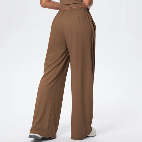 Women Quick Drying Wide Leg Yoga Pants Loose Yoga Pants High Waist With Pockets Fitness Sport Gym Workout Drawstring Full Length