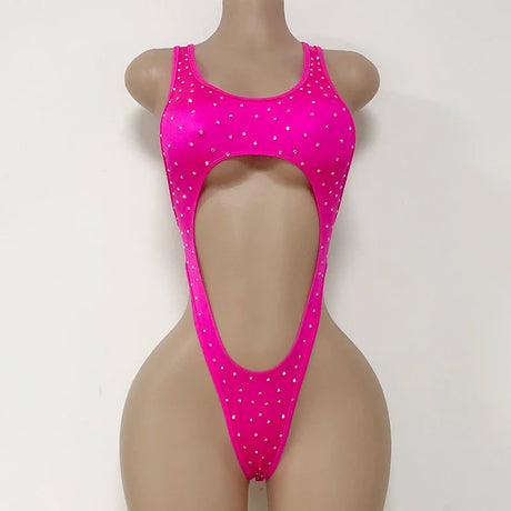 Hope&Win Rhinestone Exotic Dancewear Sexy Bodysuit Women One Piece Performance Wear Club Outfit Custom Design Wholesale