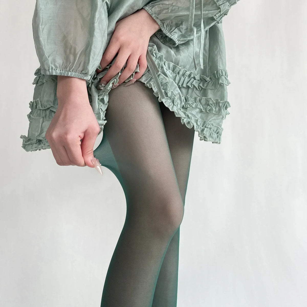 Blue Green Ultra-thin Nylon Thigh High Stockings Pantyhoses Women Sexy Women Tights Velvet Sexy Lingeries Hosiery Body Stockings