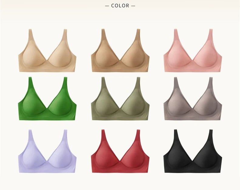 SUJIIN Sexy Wireless Bras for Women Plunge Seamless Invisible Padded Push Up Bra Comfortable Smoothing Female Bralette Bh MX074G