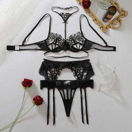 Women's Fashion Gemstone Pendant Decoration Heavy Craftsmanship Flower Embroidery Midnight Temptation Body Shaping Underwear Spl