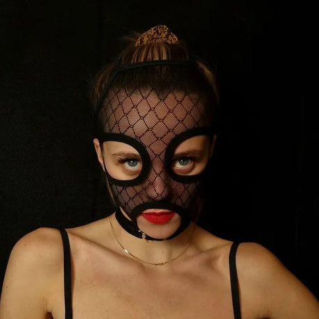 Women Lace Cosplay Multi‑Style Black Mesh Fishnet Full Face Mask Stretch Face Cover Halloween Masquerade Carnival Accessory