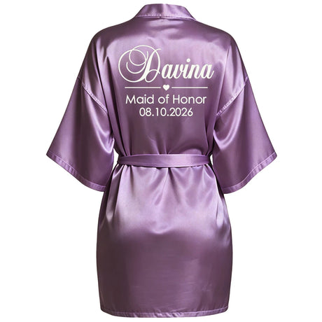 Customized Name Date Wedding Bathrobe Faux Silk Bridal Robe Bride Bridesmaid Wedding Robes Woman Bachelorette Hen Party