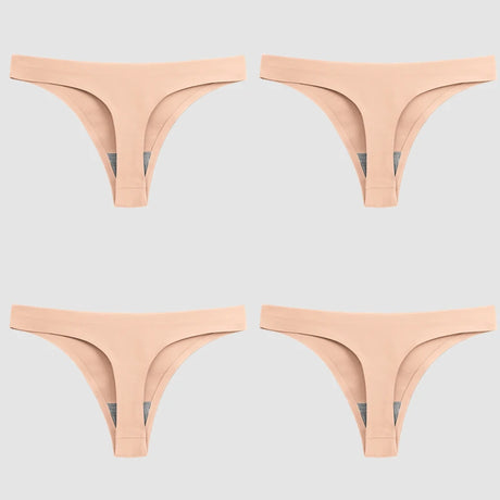 WarmSteps 4PCS/Set Sexy Women Panties Silk Satin Female Thongs Lingerie Soft Cozy Underwear Hot G-Strings Seamless Sports T-Back