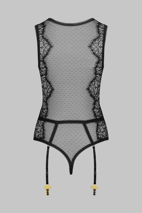 Toucheart Erotic Bodysuit Lace See-through Jumpsuit Sexy Garter Stockings Set Hollow Mesh Sexy Elegant Hot Underwear for Women
