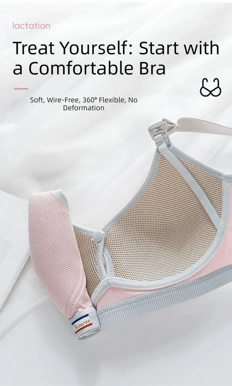 Pure Cotton Double Button Breastfeeding Bra Soft Comfortable Seamless Breathable Maternity Bra Anti Sagging No Underwire