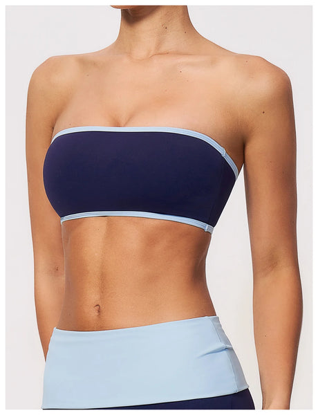 Summer Strapless Sports Bra Color blocked Women Quick-Drying Yoga Bra Women's Tube Top Fitness Chest Wrap Underwear Workout Bras