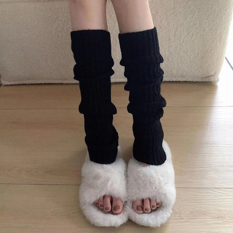 Woman Leg Warmer Autumn and Winter Wide Legs Black White Lolita Socks for Women Stripe Socks
