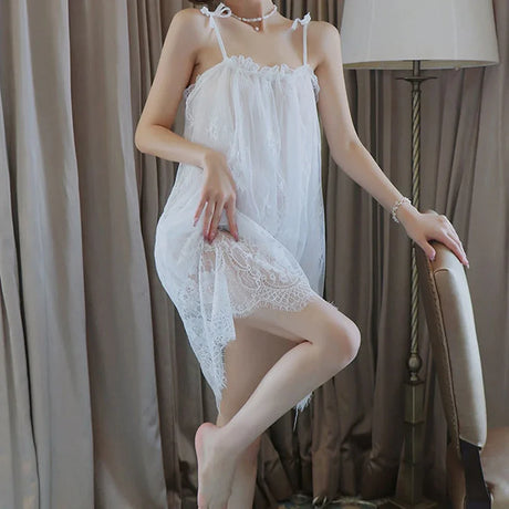 Plus Size Lingerie Lace Babydoll Chemise Nightgown Nighty Mesh Sleepwear Slip Nightdress Valentine Day Gifts For Women