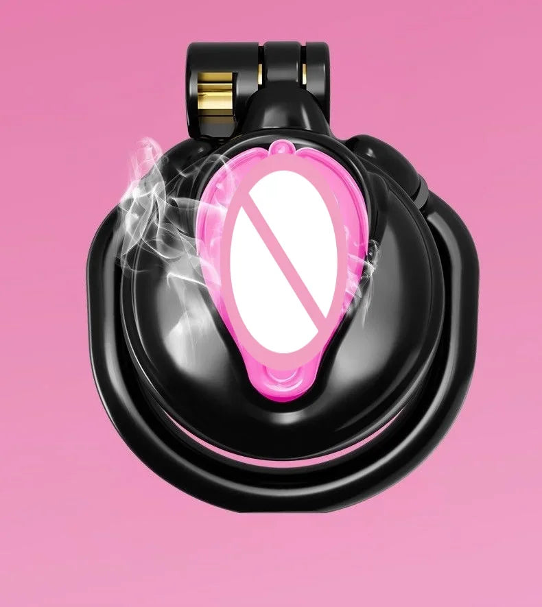 New Sissy Simulation Vagina Cock Cage Stainlesswith 4 Penis Rings Chastity Lock Man Chastity Belt Man's Sex Products Sex Toy 18+