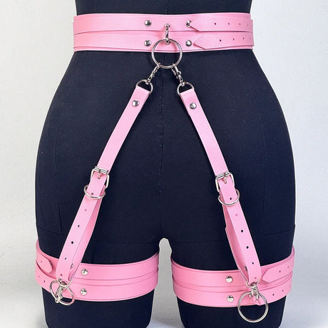 Women's Fashion PU Leather Gothic Y2K Harness Belt Leg Belt Punk Adjustable Vintage Thigh Strap for Daily Travel Wear