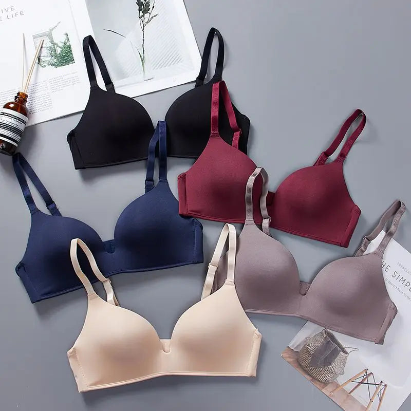 Ultra Thin Sexy Ice Silk Wireless Bra For Women Sexy Gather Underwear Push Up Simple Lingerie Seamless Brassiere Bralettle