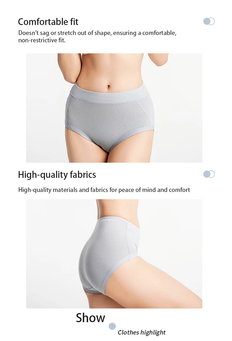 3Pcs Women's Cotton High Waist Panties Underwear Female Large Intimate Lingerie Briefs Woman Underpants Panty Panti New 2025