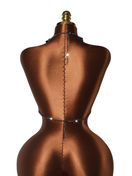 Women Sexy Backless Shine Diamond Body Chain Exotic Tanks Novelty Hollow Out Chest Chains Decor Bustier Tops Nightbar Clubwear