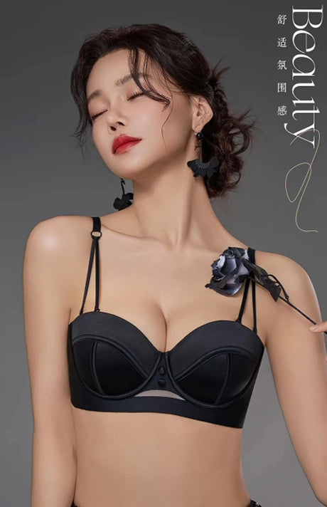 MOYISU Red Push Up Bra Set VS Style Sexy Minimizer Lingerie Wirefree Enhances Small Chest Vintage Retro Zodiac Gift Panty & Ste