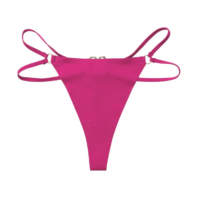 Iron Ring Sexy Women G String Briefs Ice Silk Panties Girls Underwear Thong Underpants Seamless Lingerie Plus Size S-XL