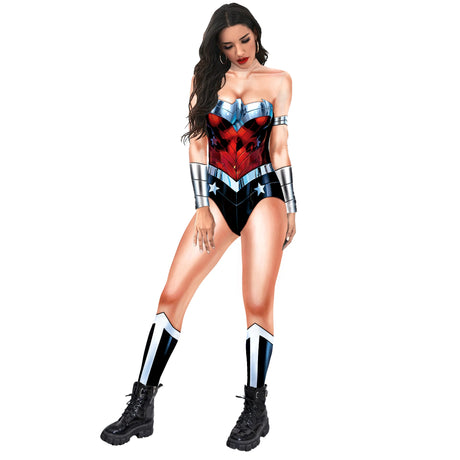 Zawaland Justice Wonder Costume Woman Cosplay Movie Bodysuit Party Sexy Jumpsuit Superwoman Stage Performance Zentai Outfits