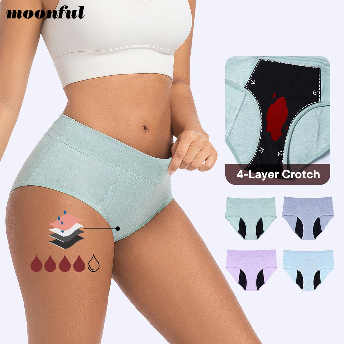 Menstrual Panties Woman Super Absorbent Menstrual Panties High Waist Bamboo Fiber Leakproof Menstruation Period Underwear Girl