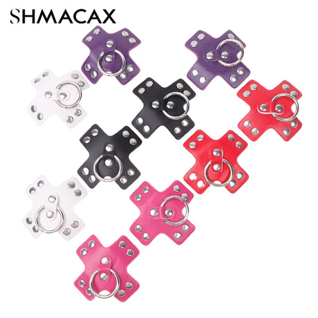 Women 1Pair Sexy Leather Cross Nipple Cover Reusable Breast Stickers Self Adhesive Nipple Pasties Nipple Covers Bra AccessoriesW
