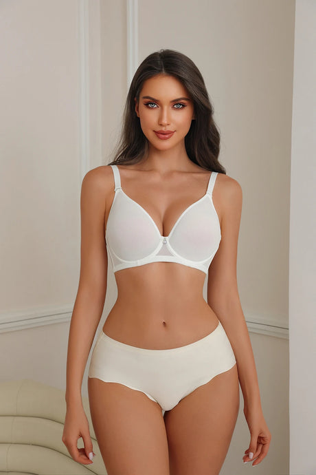 Sheroine Plus Size Women's Bra Full Coverage Ultra-thin Mesh Supportive Plunge T-Shirt Push Up Lift Everyday Lightly Lined Bras