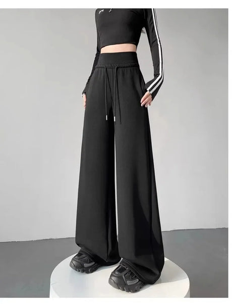 Elegant Women's Pants Palazzo Flared Wide Killer High Waist OL Ladies Career Long Trousers