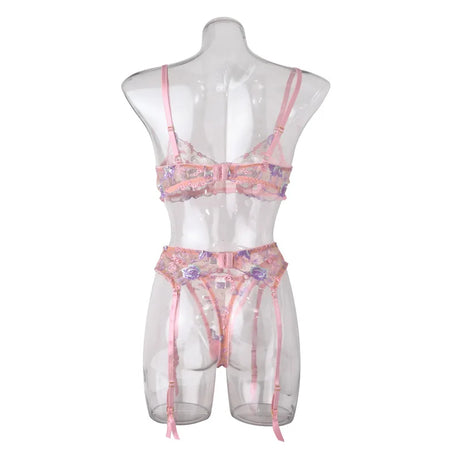 Diccvicc Floral Lingerie Embroidery Transparent Sexy Lace Women Underwear Bra Thong Exotic Apparel Erotic Outfits Intimate Set