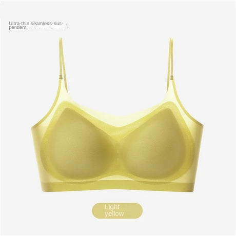 Ultra-Thin Breathable Ice Silk Top Bra Women's Seamless Back Halter Vest Wrap Bra Small Chest Together