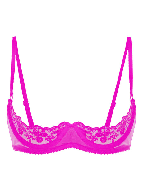 Women's Sexy Open Cup Bra Tops Sheer Floral Lace Underwire Push Up Bralette Cupless Lingerie Exposed Breast Underwear Nightwear