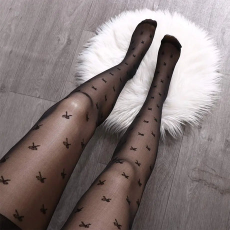 New Fashion Women Pantyhose Tights Sexy Stocking Bow Knot Tight for Ladies Black and White Thin Transparent Socks