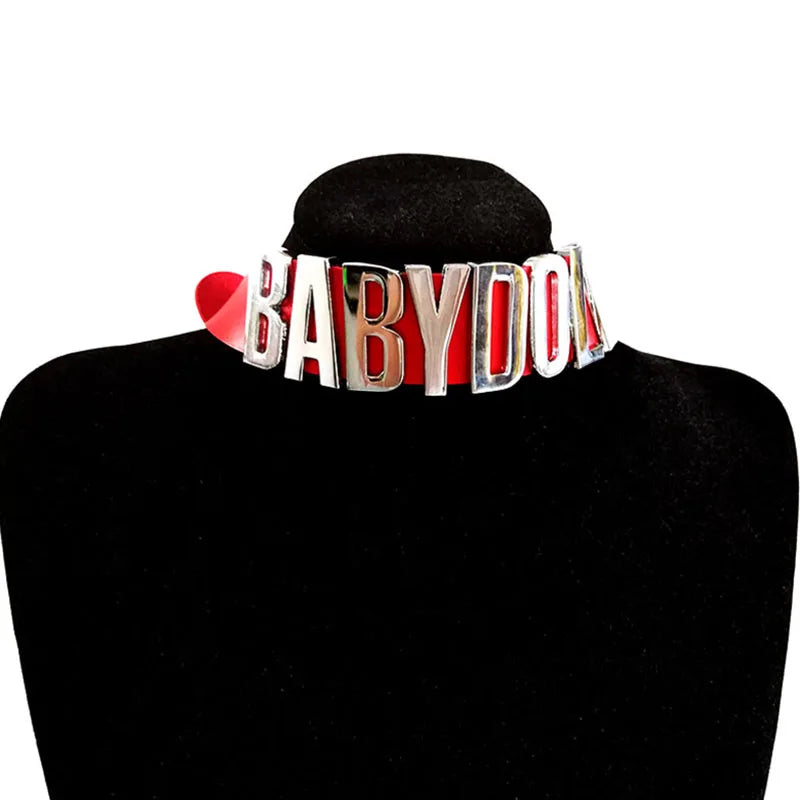 30MM Soft Faux Leather Collars Goth Sexy Customized Letters MEOW Choker Necklace Punk Personalized Role Age Cosplay Jewelry