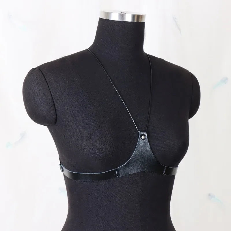 Women's Y2K Strappy Body Harness Belt, Adjustable Black Bra Harness for Daily Outfits & Party