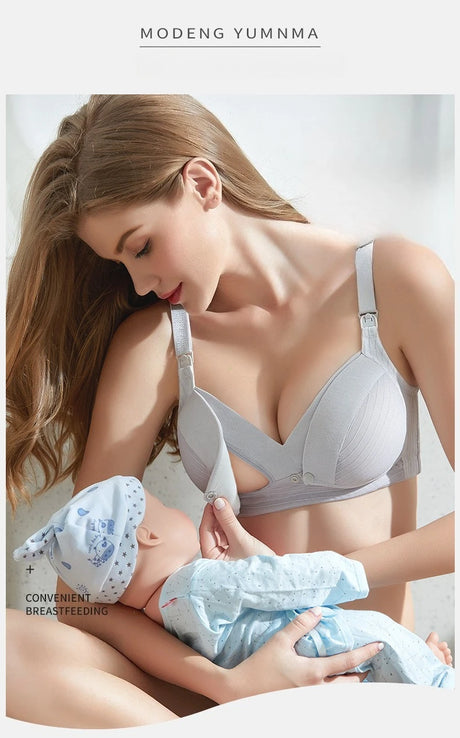 Front Button Maternity Nursing Bra Adjustable Mama Open Breast Bra Cotton Wire Free Sleep Underwear Lactating Nursing Bralettes
