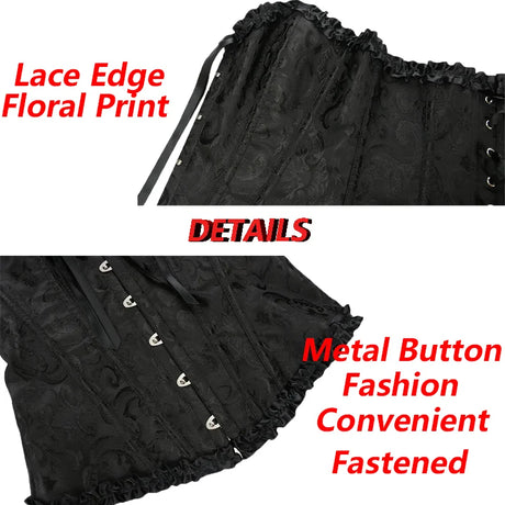 YBFDO Women Sexy Corsets Bustiers Floral Lace Tops Shapewear Burlesque Vintage Corset Gothic Satin Lingerie Corselet Overbust