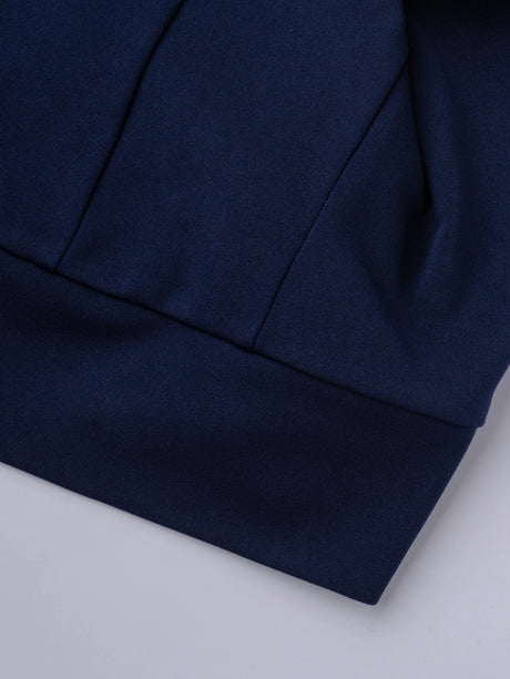 Chic One Shoulder Twisted Color Block Navy White Slim Fit Crop Blouse, Tube Top For Party & Daily Women