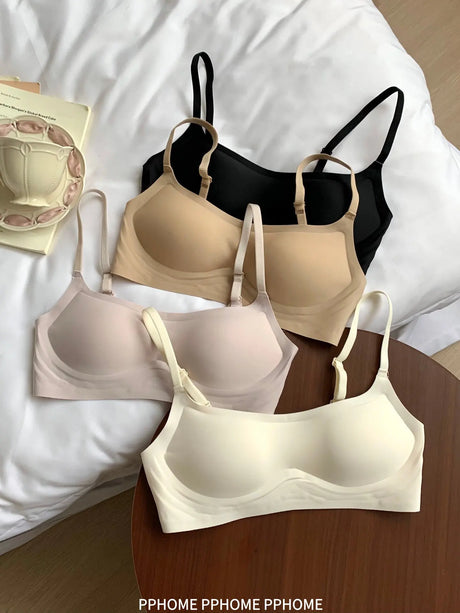Plunge Neck Floral Demi Cup Bra Small Bust Wirefree Push Up Seamless Invisible Thin Cute Teen Girls Daily Wear Underwear